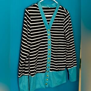 Striped and Turquoise Cardigan